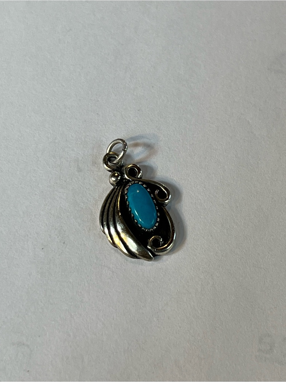 Dainty Sterling silver and turquoise pendant. Stackable. Southwestern
